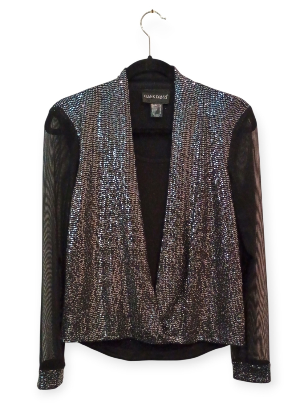 Frank Lyman Design Black Sequin Open-Front Blazer Sz.8